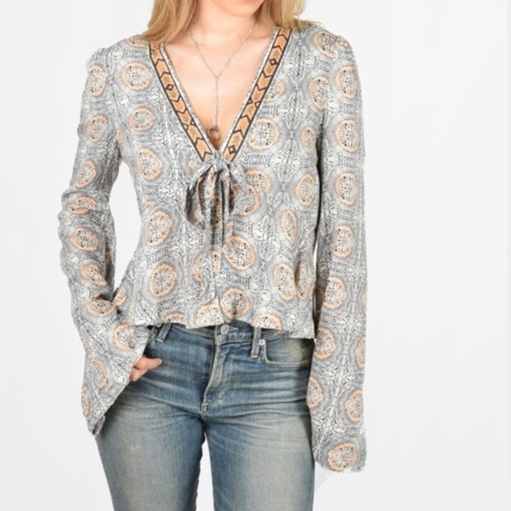 Free People Tie Front Top